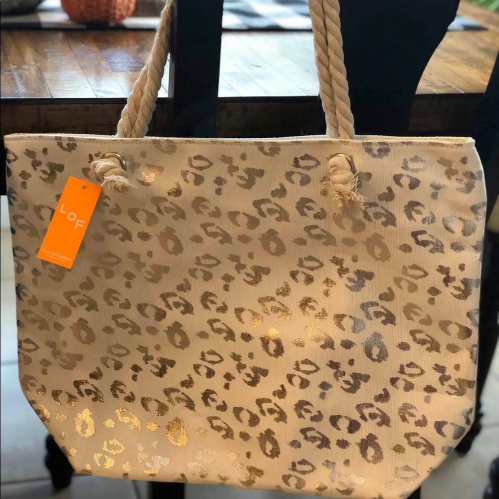 Silver Leopard Foil Tote